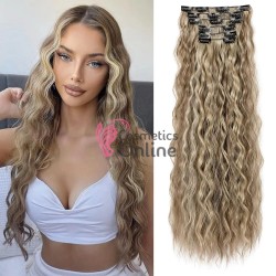 Extensie de par Full Head delux Wave de 55 cm, Blond Deschis cu Saten PC6H613#
